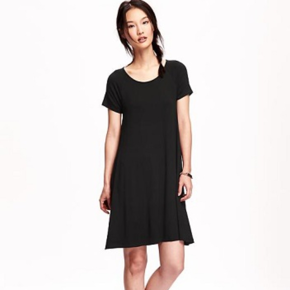 Old Navy Black Swing Dress | Short Sleeve | Size Small